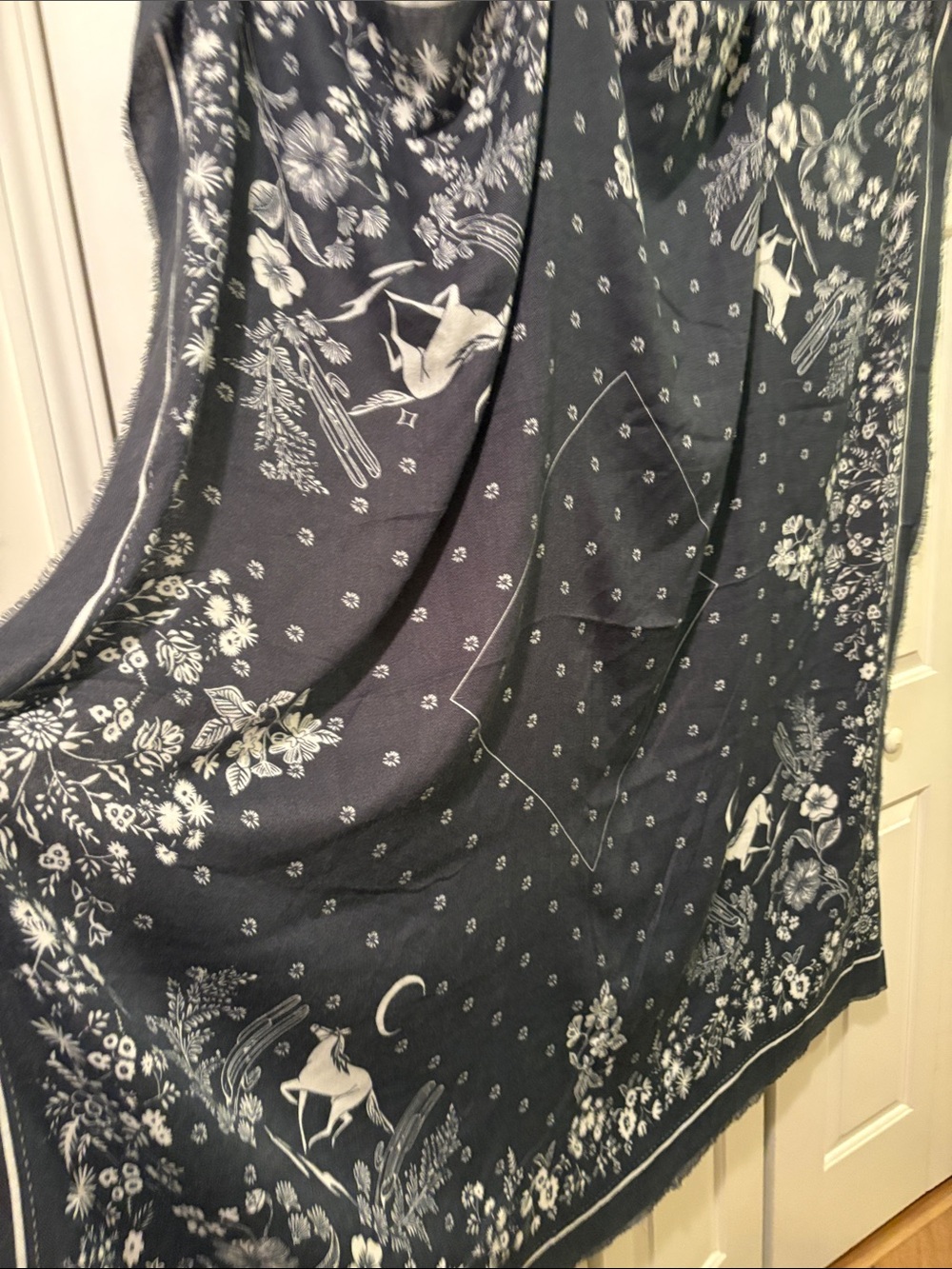BCBGeneration Navy and Cream Floral Print Scarf